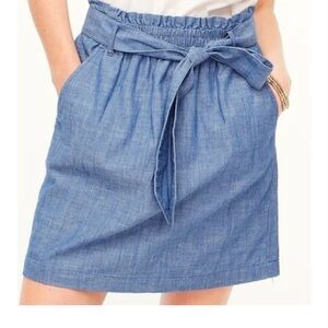 Pre-owned J.Crew Factory Chambray paper-bag mini skirt size Large